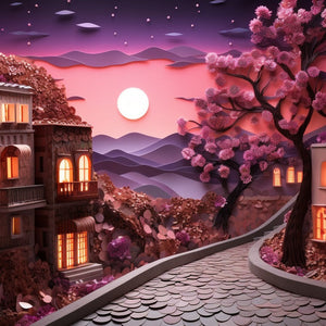 sunset street diamond painting