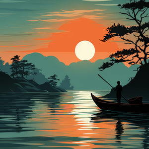 Boat at Sunset - Diamond Painting