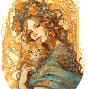 Girl with cat painting by Diamond
