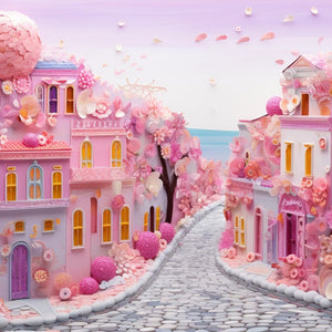 pink city flowers diamond painting