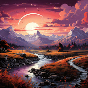 Forest River at Sunset - Diamond Painting