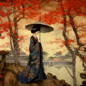 Graceful Princess of the Red Leaves Diamond Painting