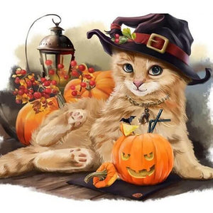 Halloween Cat Paint by Diamonds