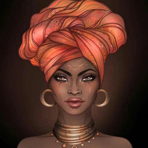 African Woman with Head wrap Diamond Painting