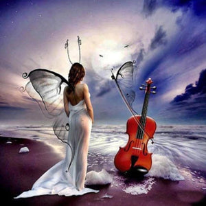 Angel Girl & Guitar Paint by Diamonds