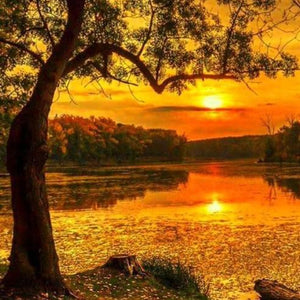Autumn Evening & Setting Sun Diamond Painting