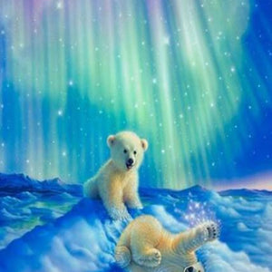 Baby Bears & Aurora Lights Diamond Painting