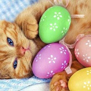 Cat on Easter Paint by Diamonds
