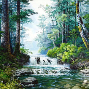 Forest Waterfall Paint by Diamonds