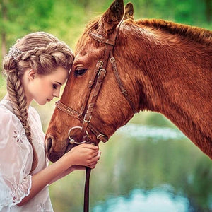Beautiful Girl & Horse Paint by Diamonds