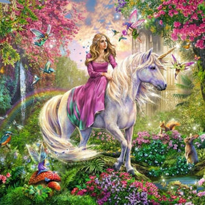 Little Girl & Fantasy Horse Diamond Painting