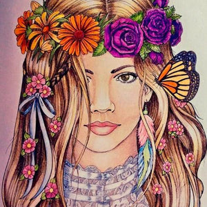 Beautiful Girl with Flowers Crown Diamond Painting