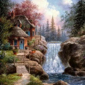 House by the Waterfall Paint by Diamonds