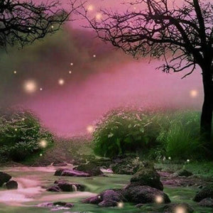 Beautiful Landscape & Fireflies Diamond Painting