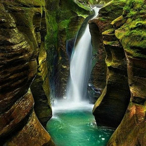 Beautiful Mountains Waterfall Paint by Diamonds