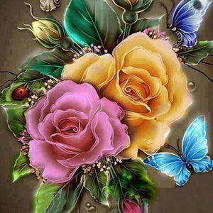 Beautiful Pink & Yellow Rose Diamond Painting