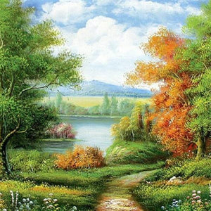 Beautiful Trees Along the Pathway Diamond Painting 