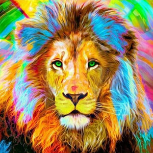 Big Lion with Colorful Hair Diamond Painting