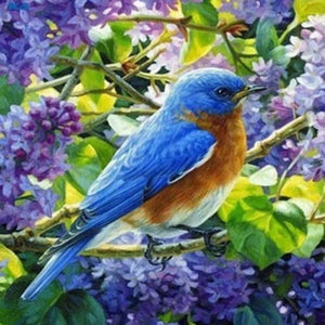 Bird Sitting in Lavender Paint by Diamonds