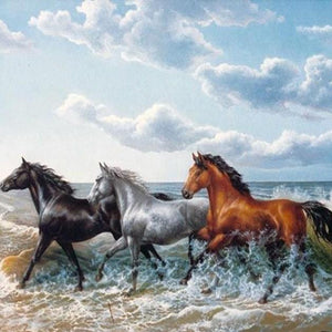 Black, Grey & Brown Horses Diamond Painting