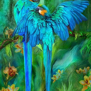 Blue African Parrots Pair Diamond Painting