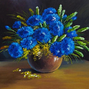 Blue Flowers Vase Diamond Painting Kit