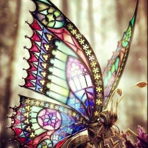 Butterfly with Stained Glass Wings Diamond Painting