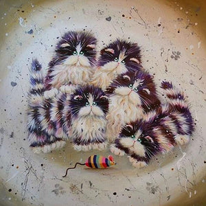 Cartoon Cats & Colorful Mouse Diamond Painting