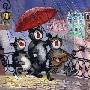 Cats Playing Guitar Diamond Painting