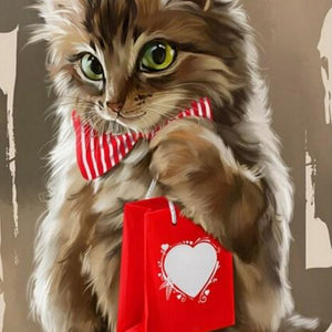 Cat with Gift Paint by Diamonds