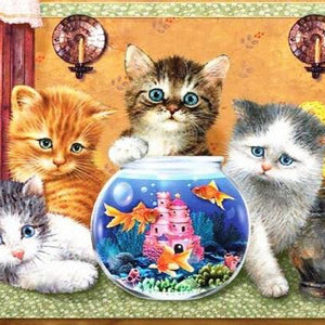 Cats & Fish Paint by Diamonds