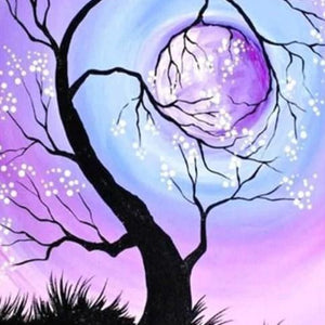 Cherry Tree holding the Moon Diamond Painting