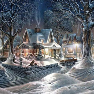 Christmas Season Snow Scene Diamond Painting