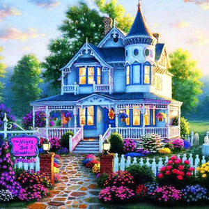 Colorful Flowers Outside the Villa Diamond Painting