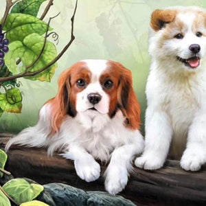 Cute Dogs & Bunch of Grapes Diamond Painting