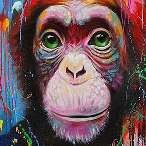 Cute Monkey with Green Eyes Diamond Painting