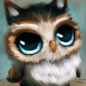 Cute Owl with Blue Eyes Diamond Painting