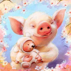 Cute Pig & Baby Diamond Painting