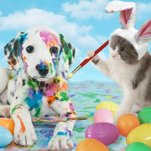 Dog & Cat Celebrating Easter Diamond Painting