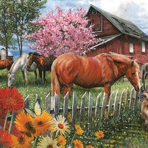 Dog & Horses Paint by Diamonds