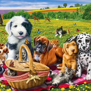 Dogs & Cats on Picnic Diamond Painting