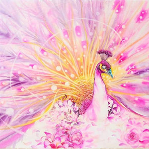 Elegant Pink Peacock Diamond Painting Kit