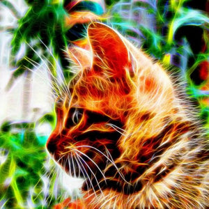 Fantasized Cat Paint by Diamonds