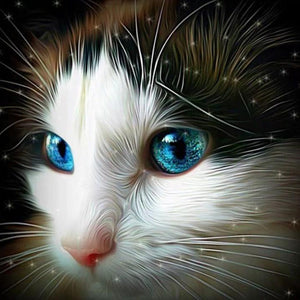 Fascinating Cat with Blue Eyes Diamond Painting