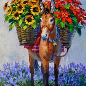 Flower Burro Diamond Painting Kit