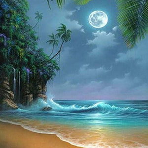 Full Moon on the Beach Diamond Painting Kit