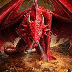 Furious Red Dragon Paint by Diamonds