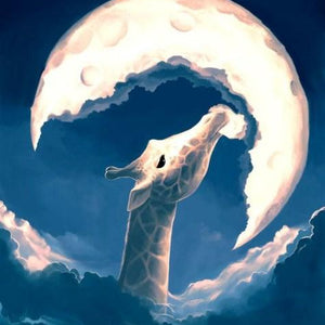 Giraffe Eating Moon Paint by Diamonds