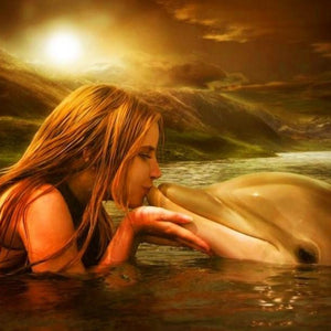 Girl Kissing the Dolphin Diamond Painting