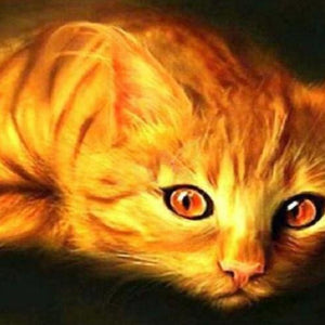 Golden Cat with Orange Eyes Paint by Diamonds